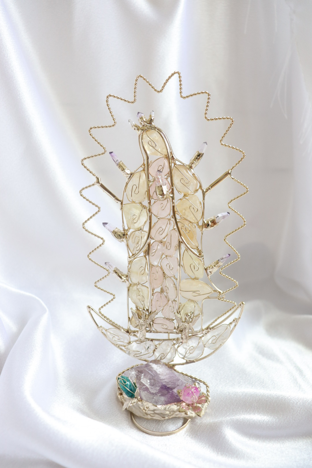 *PRE-ORDER* Large Citrine & Rose Quartz Virgencita